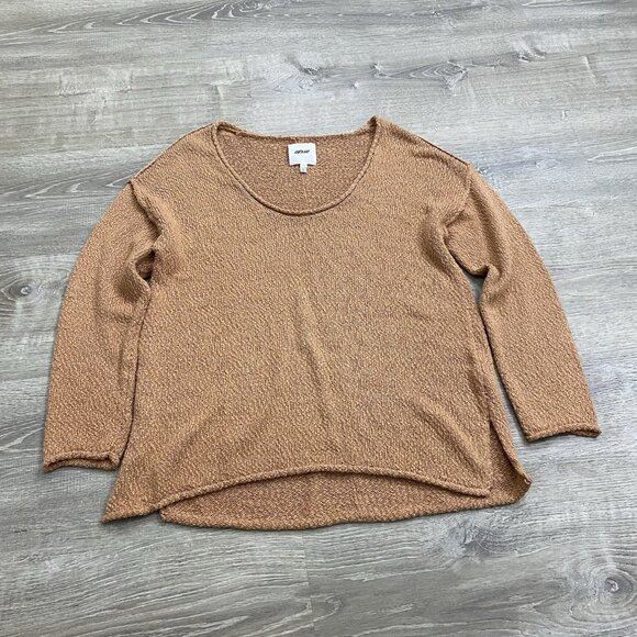 Aerie Camel Caramel Comfy U-Neck Oversized Sweater Women Sz Small - Picture 1 of 4